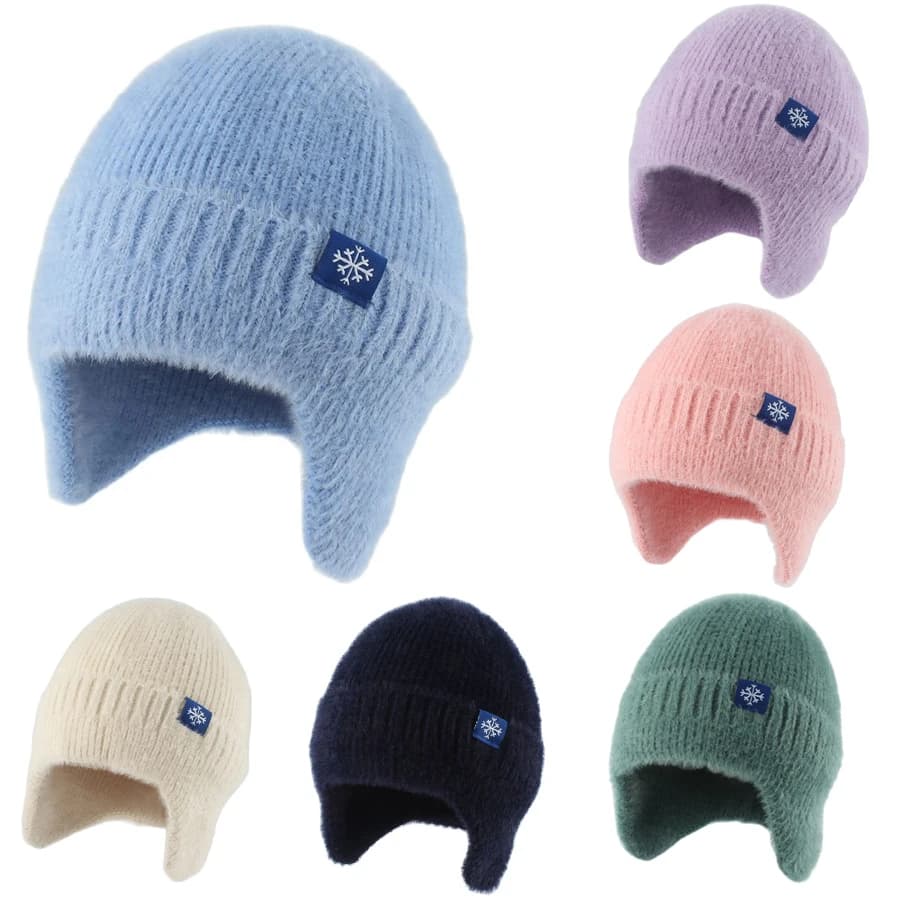 Cappelli invernali morbidi e caldi per le donne Cappello lavorato a maglia in pelliccia sintetica Protezione per le orecchie da esterno Berretto in peluche Bonnet Fashion Street Hip Hop Cap