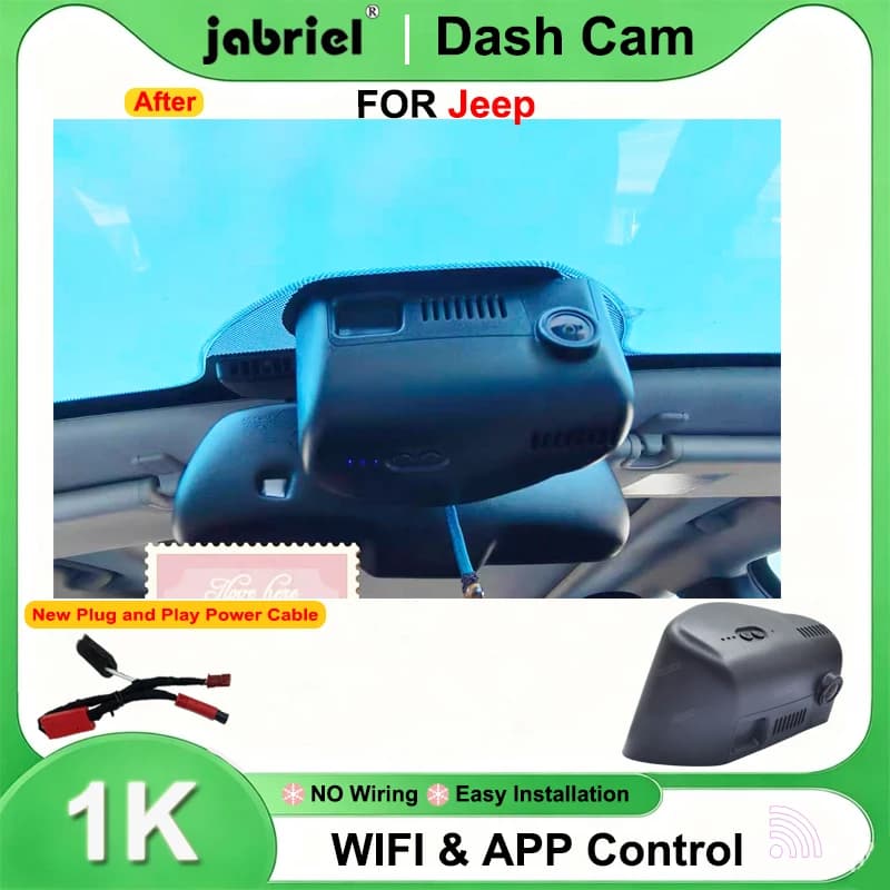 Jabriel for Jeep Cherokee 2013 2014 2015 2016 2017 2018 2019 2020 2021 for Jeep Dodge for Jeep Chrysler HD 1080P Wifi Dash Cam