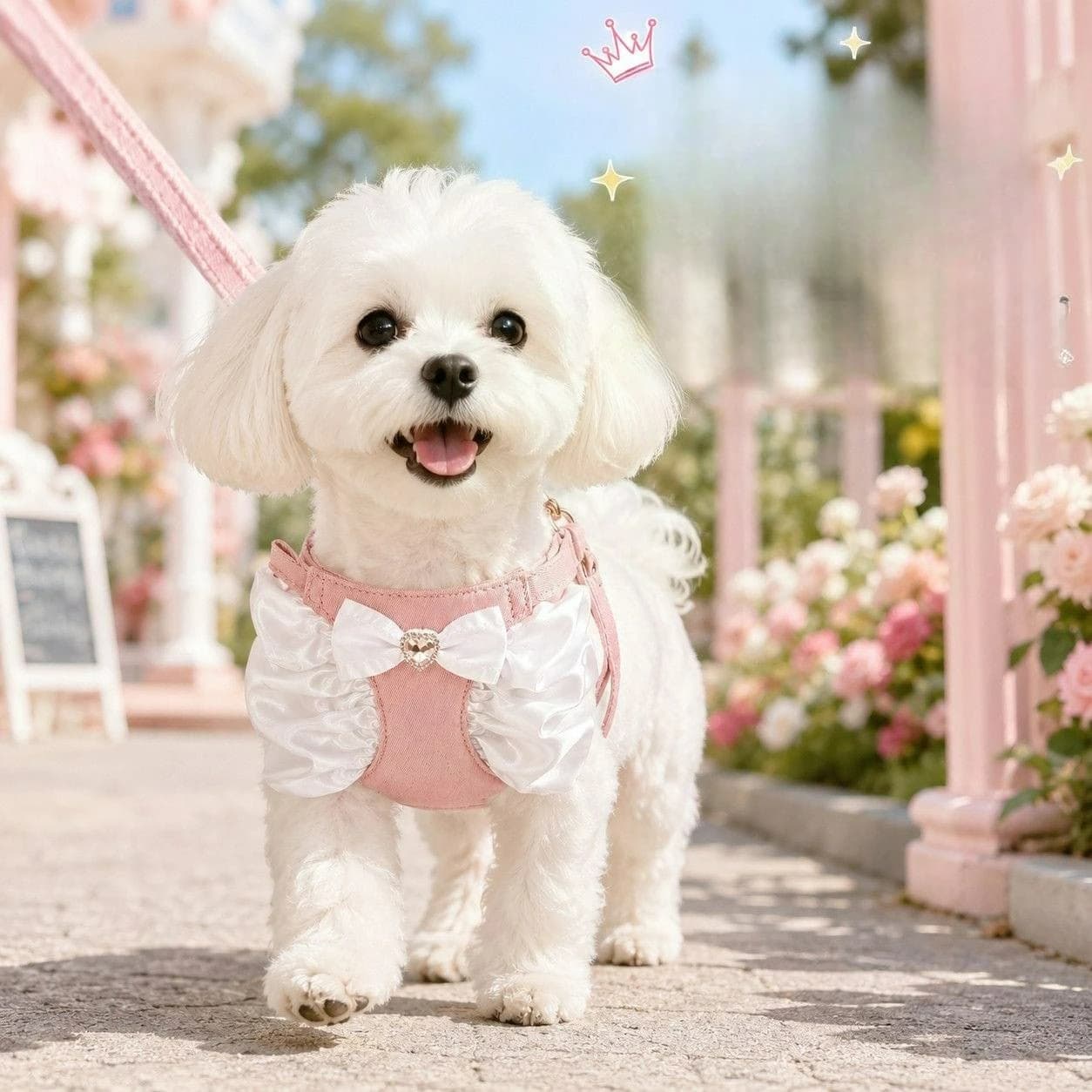 New Dog Cat Harness Set Adjustable Lace Floral Pet Vest Puppy Kittens Princess Dress Skirt Walking Lead Chihuahua Accessories