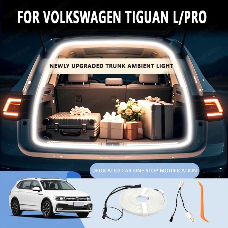 Striscia LED per illuminazione ambientale del bagagliaio per Volkswagen Tiguan L/Pro, installazione non distruttiva, luce decorativa modificata per il portellone posteriore