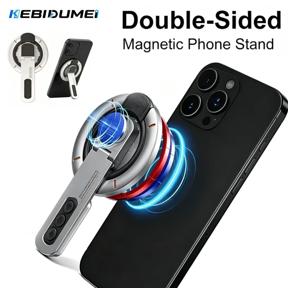 KEBIDUMEI Double-Sided Magnetic Rotatable Phone Finger Grip Holder Foldable Portable Stand For All Smartphones