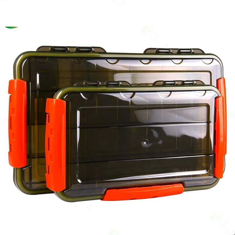 Fishing accessories storage box, lure box, orange-black multi-functional fishing tackle box, fishing supplies equipment storage