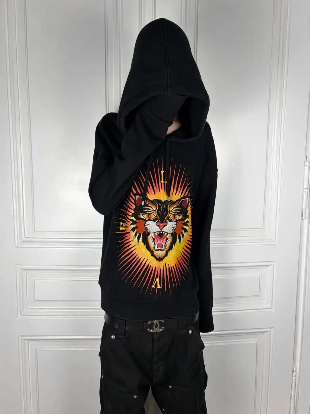 American Retro Motorcycle Hoodies Men Streetwear Sweatshirt Tops Goth Y2k Heavy-duty Animal Embroidery Tracksuit Men Clothing