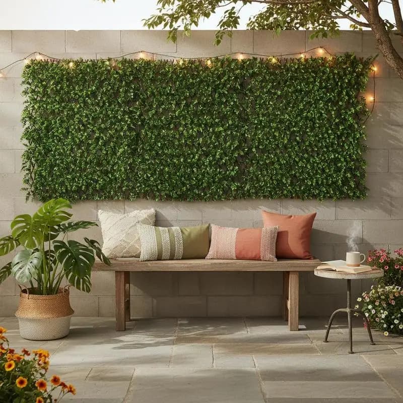 Expandable Privacy Screen with Siepe Artificial Sunset for Balcony and Patio