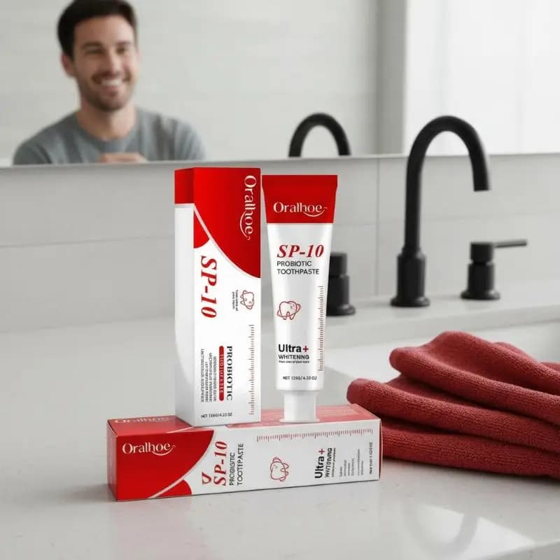 Dentifricio sbiancante SP10 con formula probiotica, rimuove la placca, sbianca i denti, rafforza le gengive, alito fresco, per adulti.