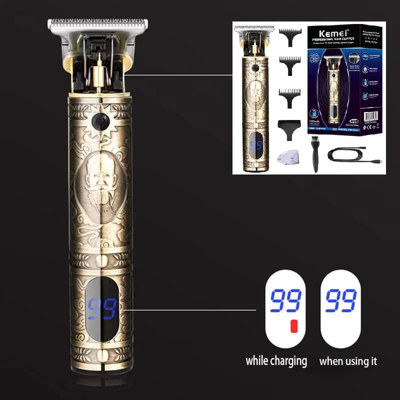 Kemei Professional Metal Haircut for Men Toelettatura Barba Tagliacapelli Electric Barbiere Haircut Rechargeable