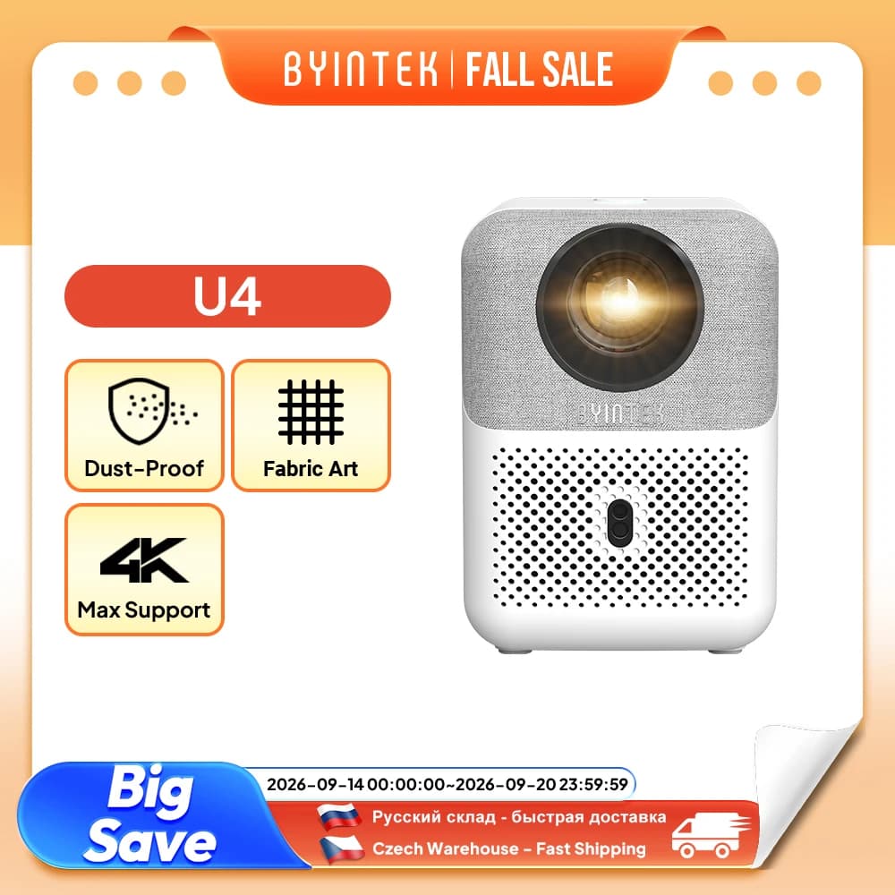 BYINTEK Mini Proiettore Full HD LOVE U4 1080P 4K Video 5G WIFI Android Messa a fuoco automatica Proiettori intelligenti portatili Home Theater Cinema