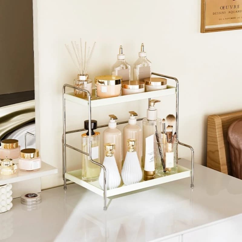 Scaffale Stabile per Cosmetici, Organizzatore da Scrivania per Profumi e Aromaterapia, Scaffale a Strati per Prodotti Skincare da Lavabo