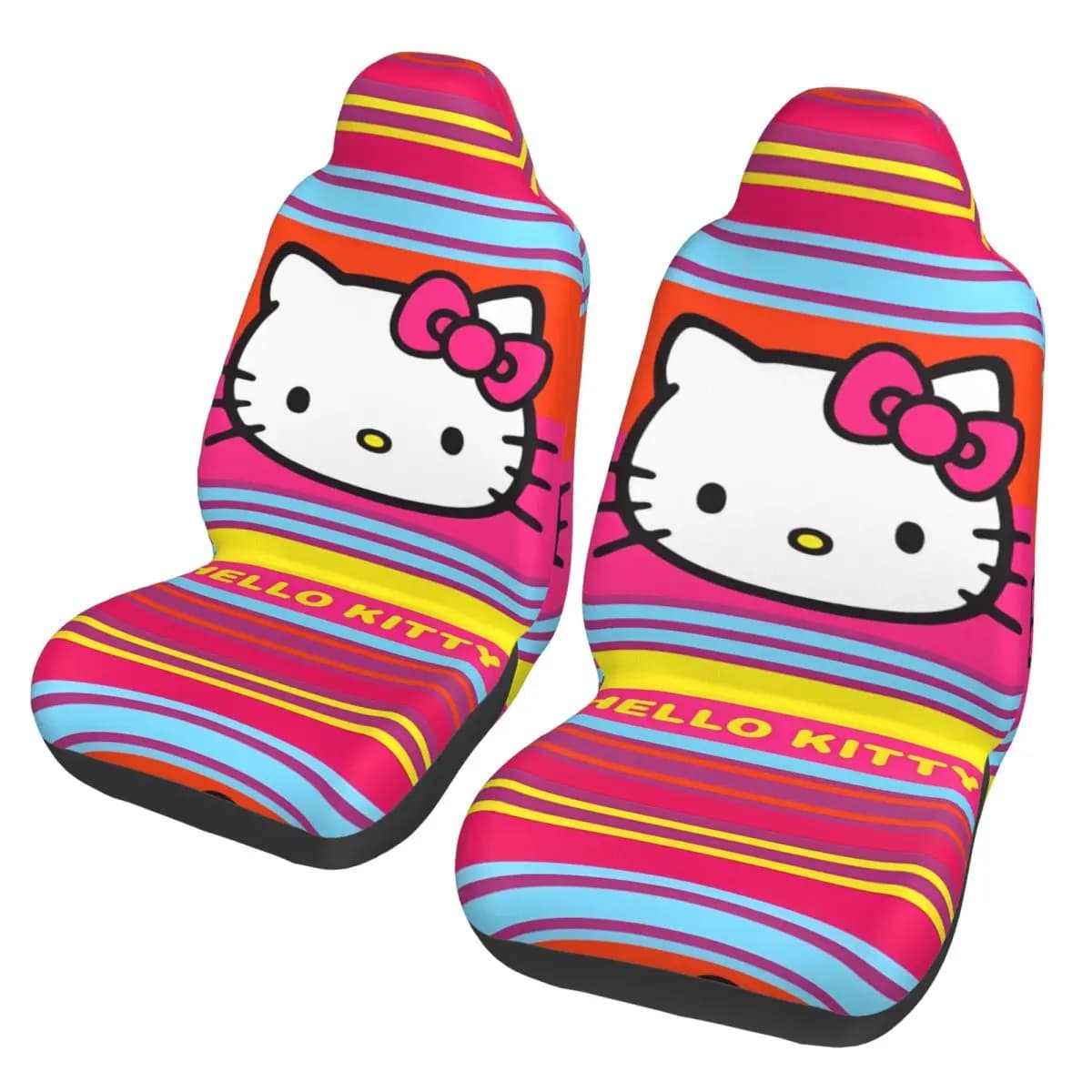 Coprisedile Universale per Auto con Motivo a Righe Hello Kitty, Accessori Interni, Coprisedili per Donne, in Poliestere, Styling Auto