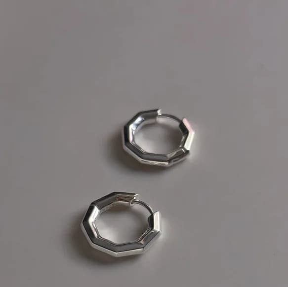 Simple hexagonal earrings for women, look for in polished silver, luxury high-end niche, versatile and elegant, new earrings 2025
