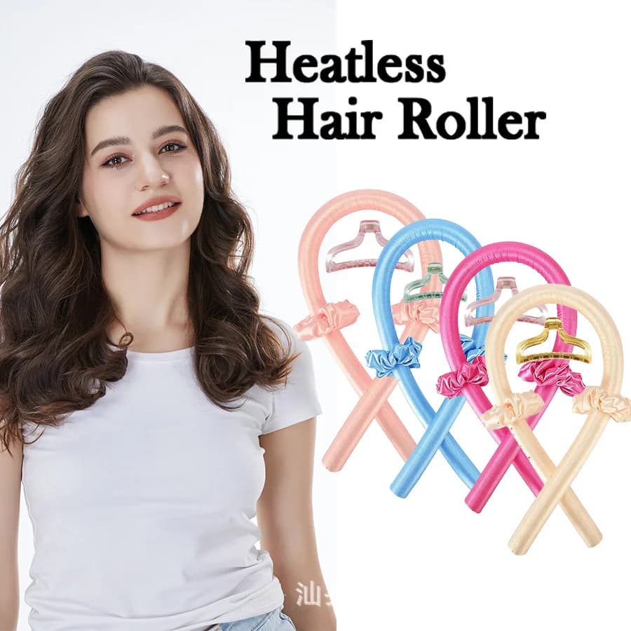 Set di 4 bigodini in schiuma EVA senza calore per onde grandi, per chi fa fatica a arricciare i capelli, utilizzabili anche durante il sonno, e elastici per capelli