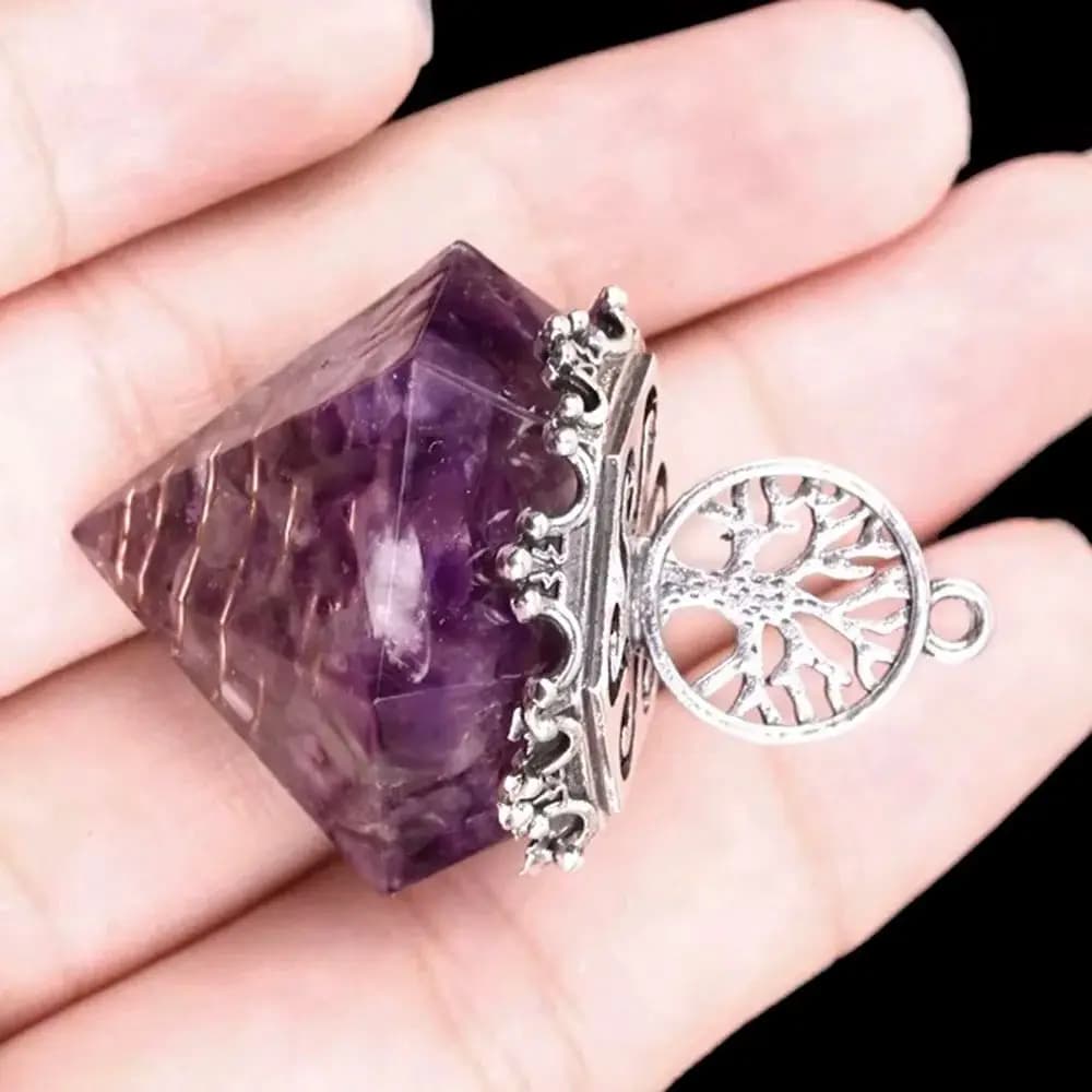 Pendolo di Cristallo Curativo in Pietra Naturale alla Moda, Albero della Vita Reiki, Pendolo a 6 Facce Appuntite per Divinazione, 1 Pezzo