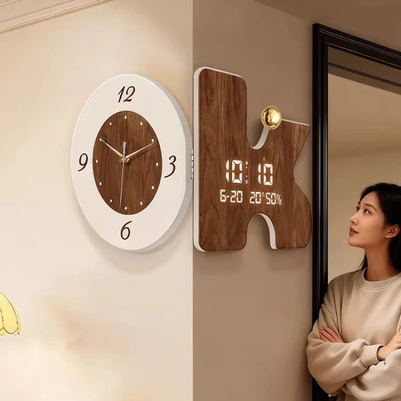 Retro Double Sided Corner Wall Clock Living Room Decor Perpetual Calendar Clock Restaurant Mute Digital Hang Clock Home Decor