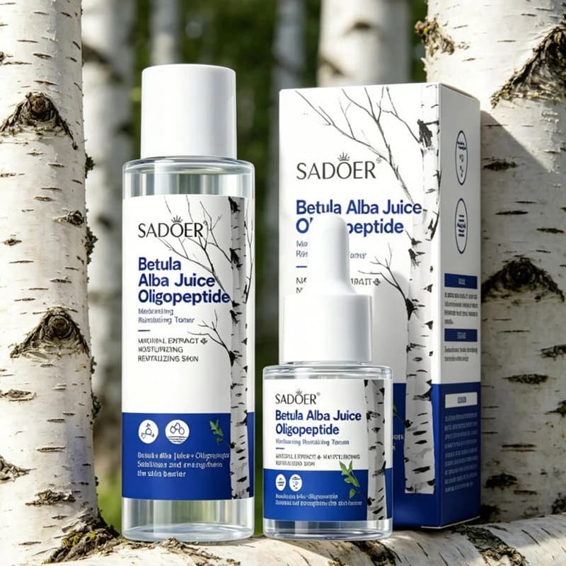Birch Sap Facial Skincare Set Oligopeptides Moisturizing Revitalizing Cream Toner Serum Refreshing Hydrating Gentle Soothe