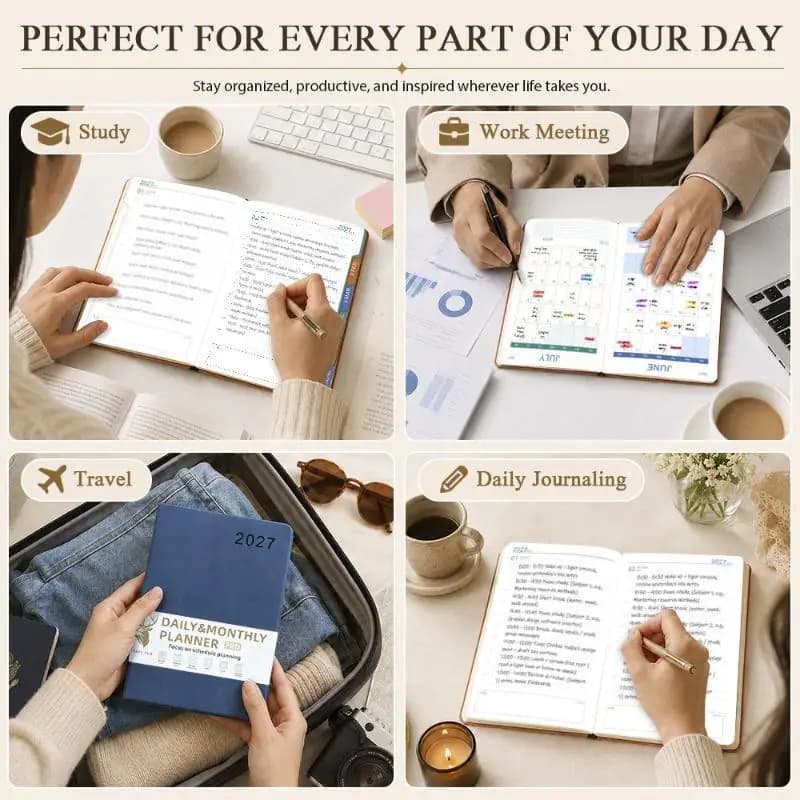New English 2027 Schedule Planner Notepad Wear-resistant Efficiency A5 Agenda Planning Notebook Portable To-do List Notebook