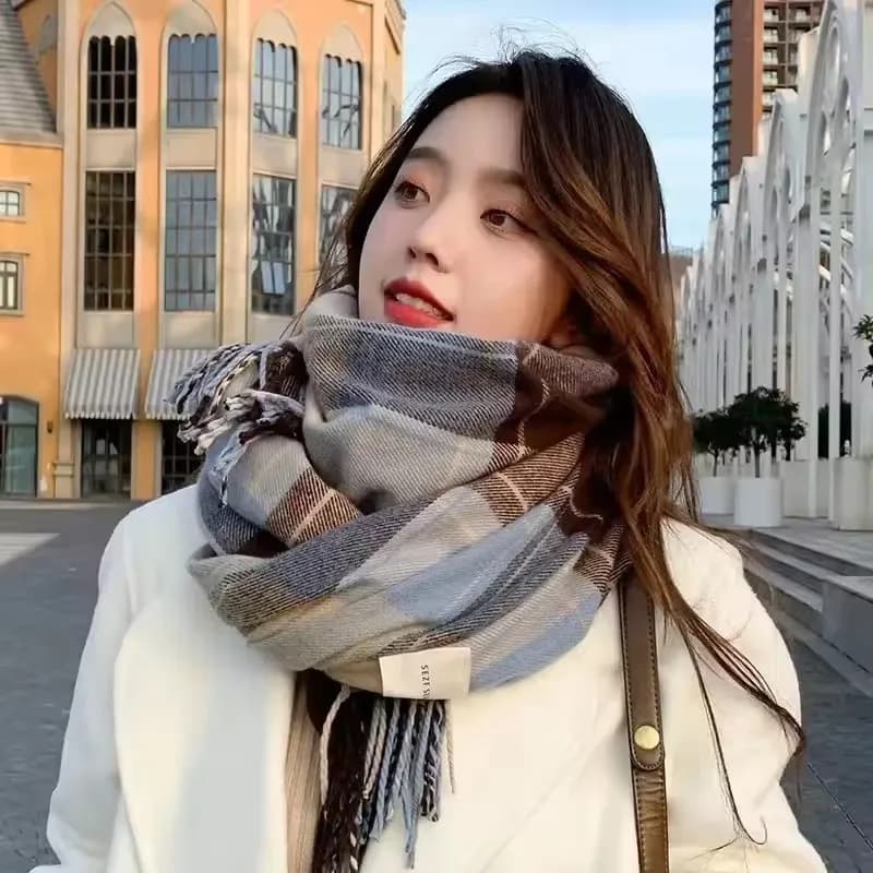 Scarf Women's Winter With Classic Plaid Thicken Student Long Shawl Lovers Neck Thicken to Keep Warm Men's Winter Shawls