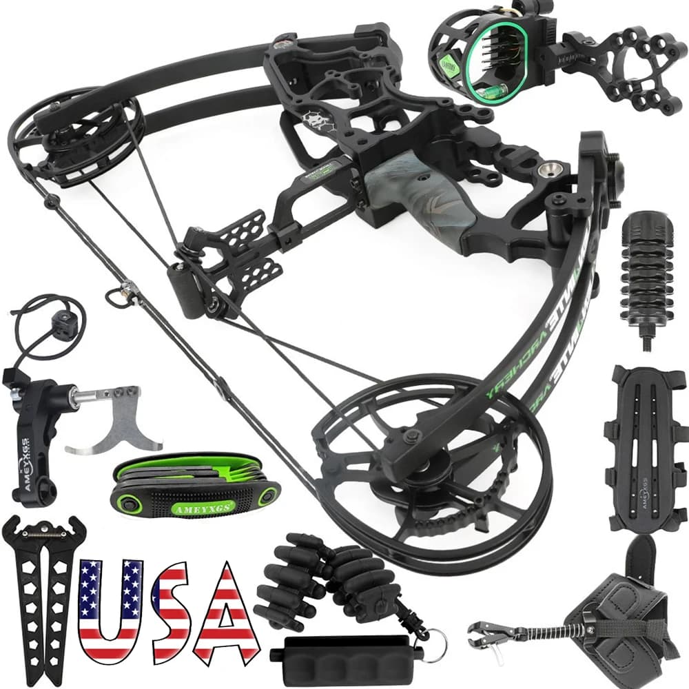 Dual-Use Compound Bow High-Performance Steel Ball & Arrow Kit 30-70LBS Adjustable 80% Let-off 340FPS Right/Left Hand Outdoor Hunting Shooting Target Archery Accessories