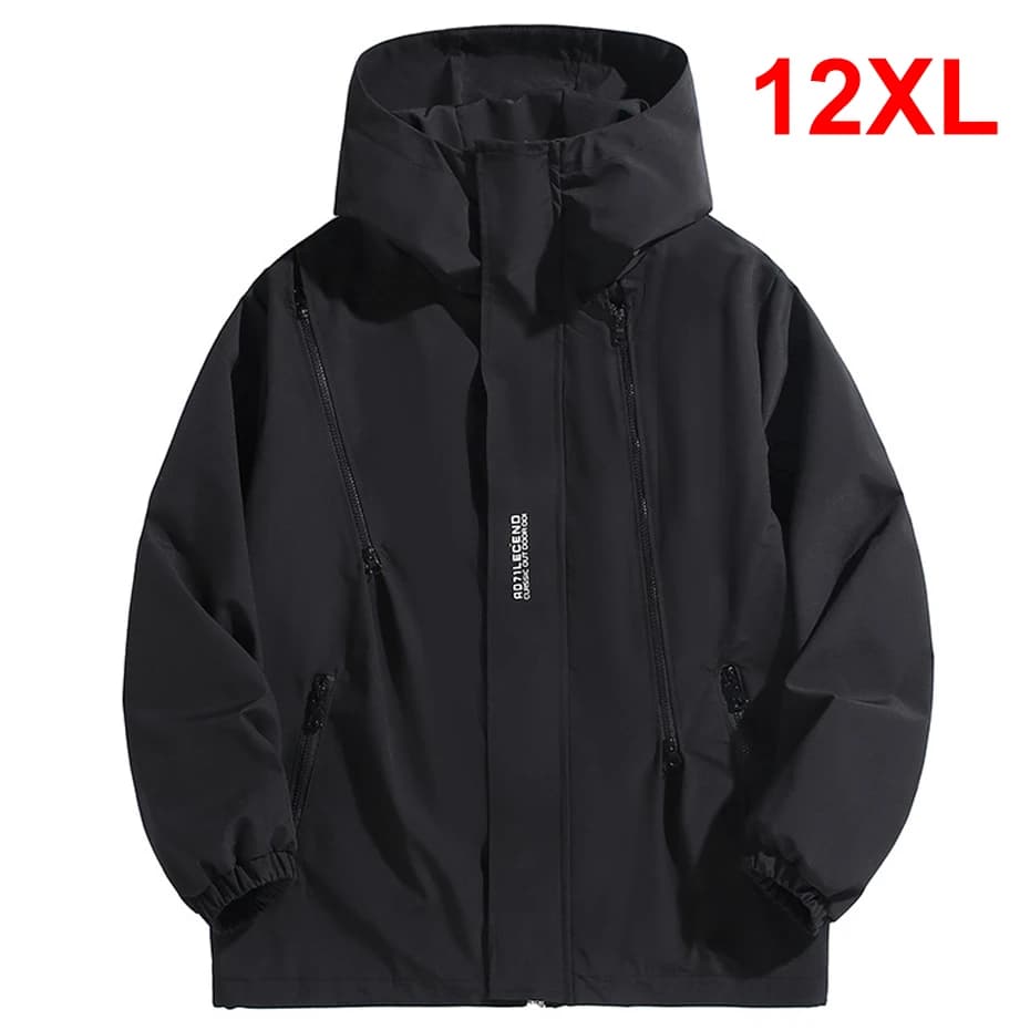 10XL 12XL Plus Size Giacca a vento da uomo Giacca impermeabile Tinta unita Giacca a vento nera Cappotti Uomo Capispalla esterno di grandi dimensioni