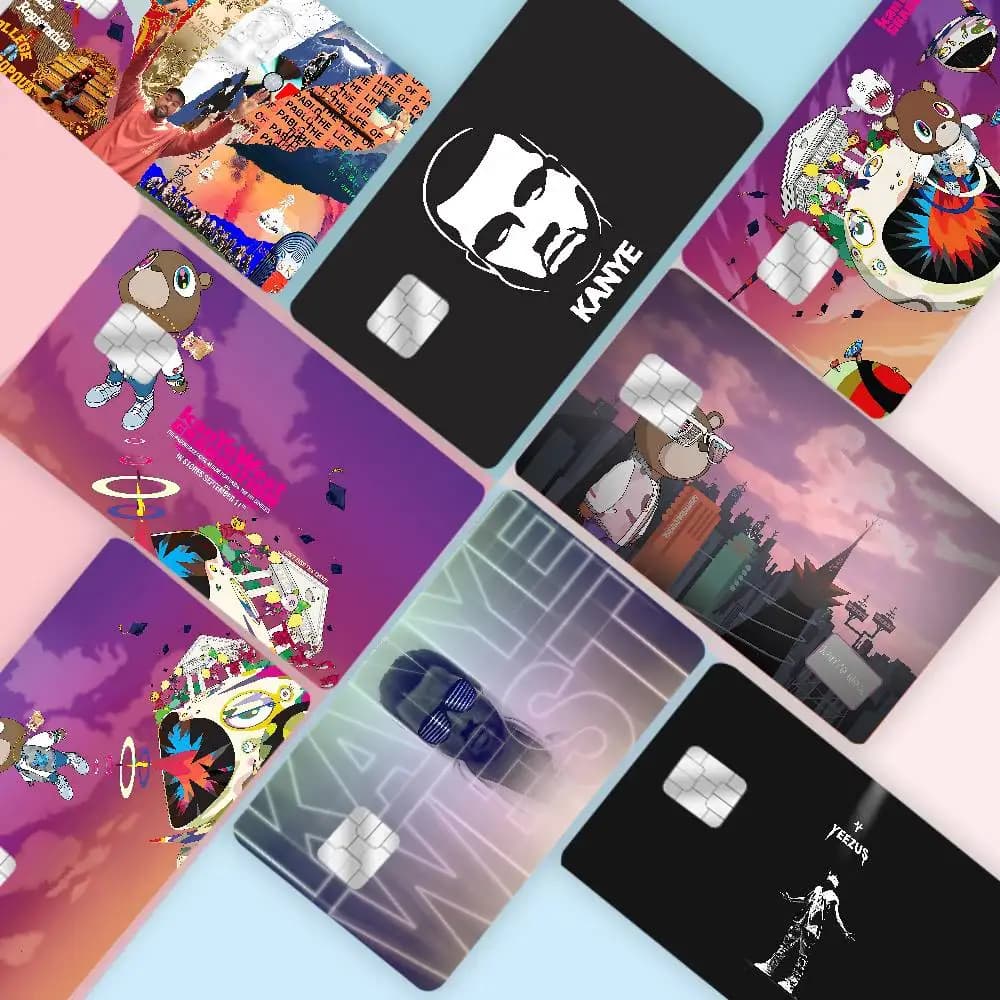 Adesivi per Carte di Credito con Rapper K-Kanye W-West, Decorazioni per Carte Bancarie e Tessere Metro, Impermeabili, Regalo per Donne