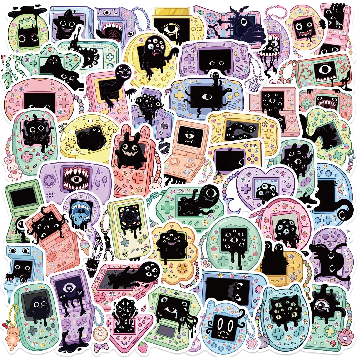 50‑Piece Dark & Weird Gaming Graffiti Decorative Stickers for Guitars, Notebooks, Luggage & DIY Craft Projects