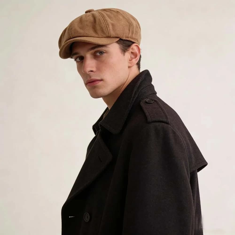 Berretto Britannico da Uomo a Contrasto di Colore, Cappello da Artista per Grandi Circonferenze, in Poliestere Tinta Unita, Berretto da Pittore Estivo