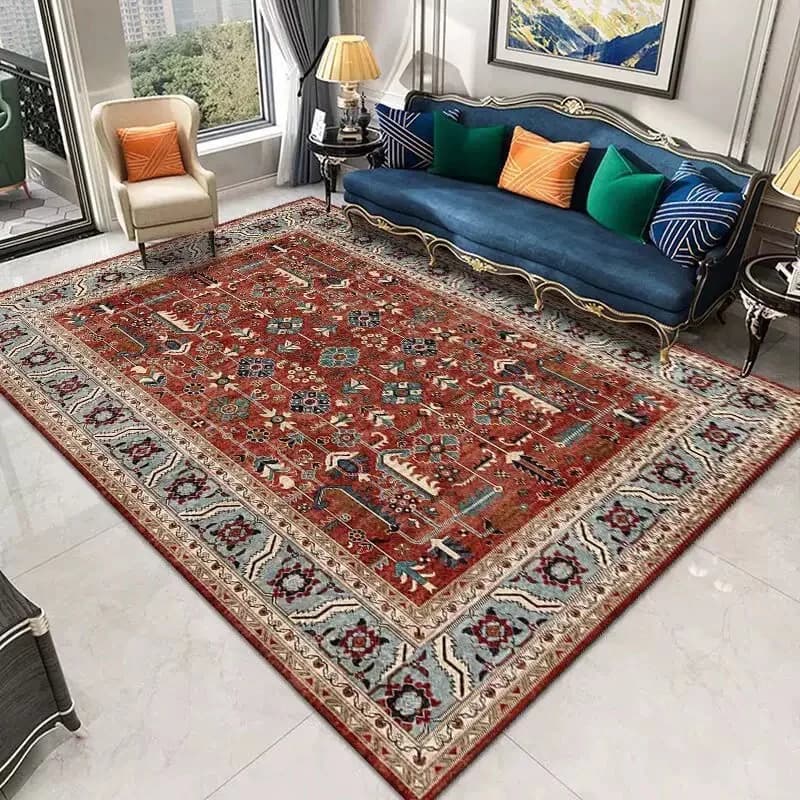 VIKAMA Boho Persian Style Large Area Rug Non-slip Washable Retro Floral Carpet for Living Room Bedroom Office Home Decor