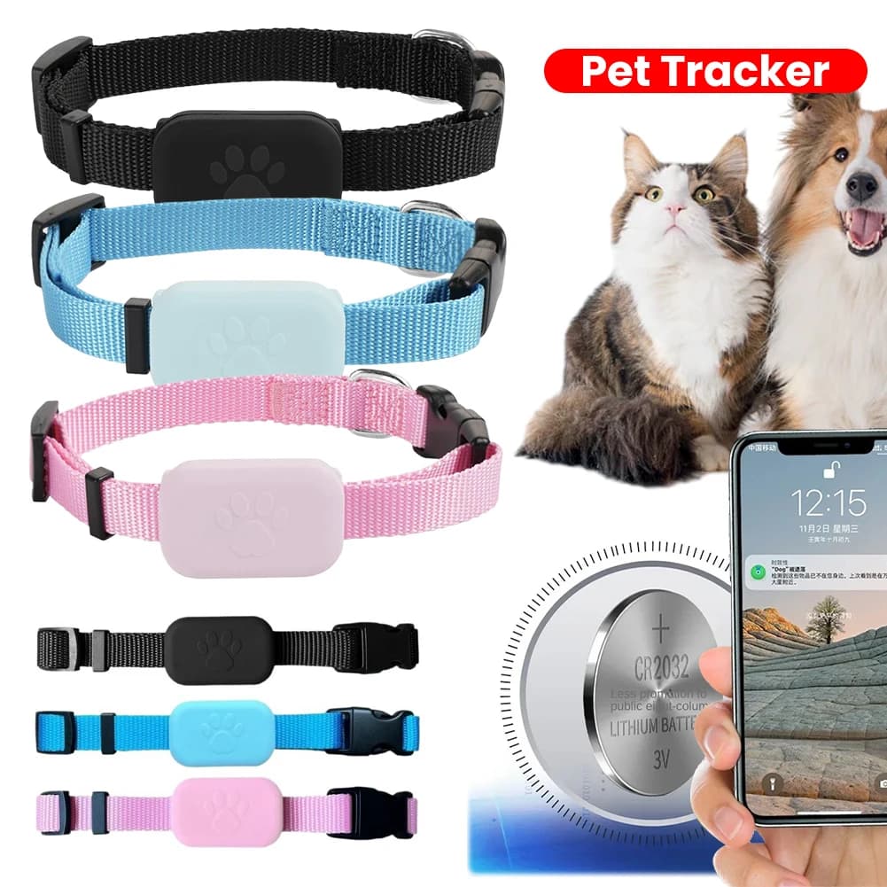 Localizzatore GPS per Animali Domestici con Collare Regolabile, Tracker per Gatti e Cani