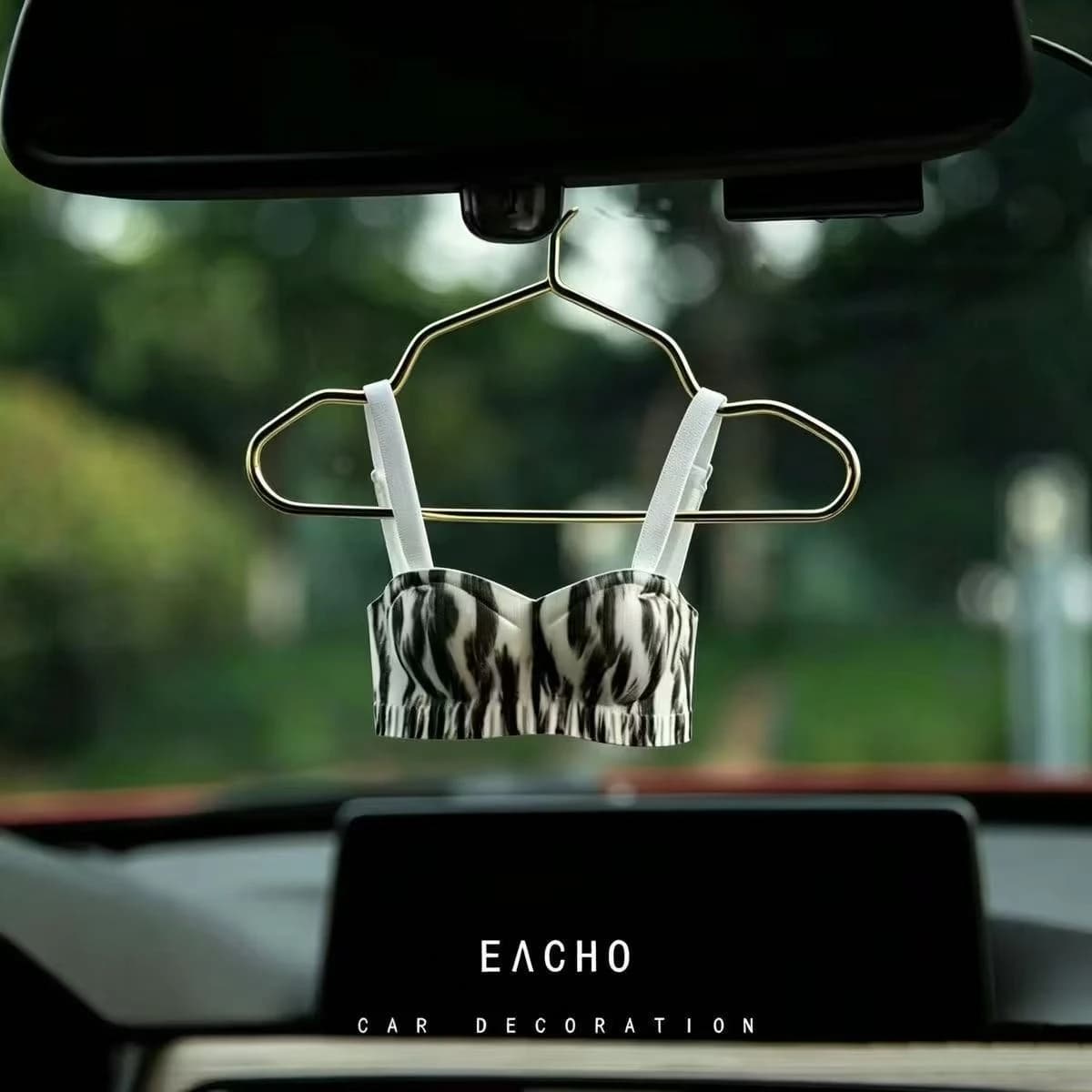 Sexy Bra Hanger Car Mirror Ornament, Cute Mini Leopard Print Clothes Hanging Auto Interior Pendant, Y2K Funny Women Car Decor
