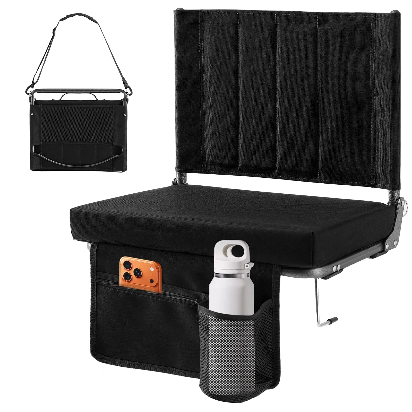 Sedia pieghevole da esterno JHK con supporto per la schiena, larga, portatile, leggera, con seduta imbottita confortevole di 3,15 pollici di spessore, per picnic