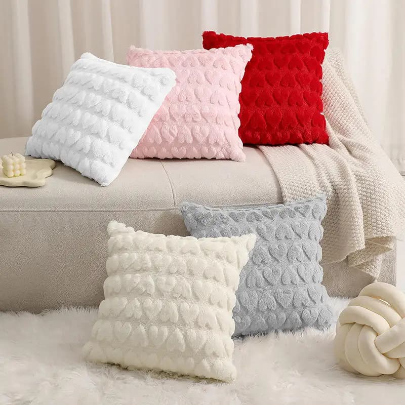 1 fodera per cuscino quadrata in morbido peluche per divano letto del soggiorno Fodera per cuscino alla moda con cuore d'amore carino