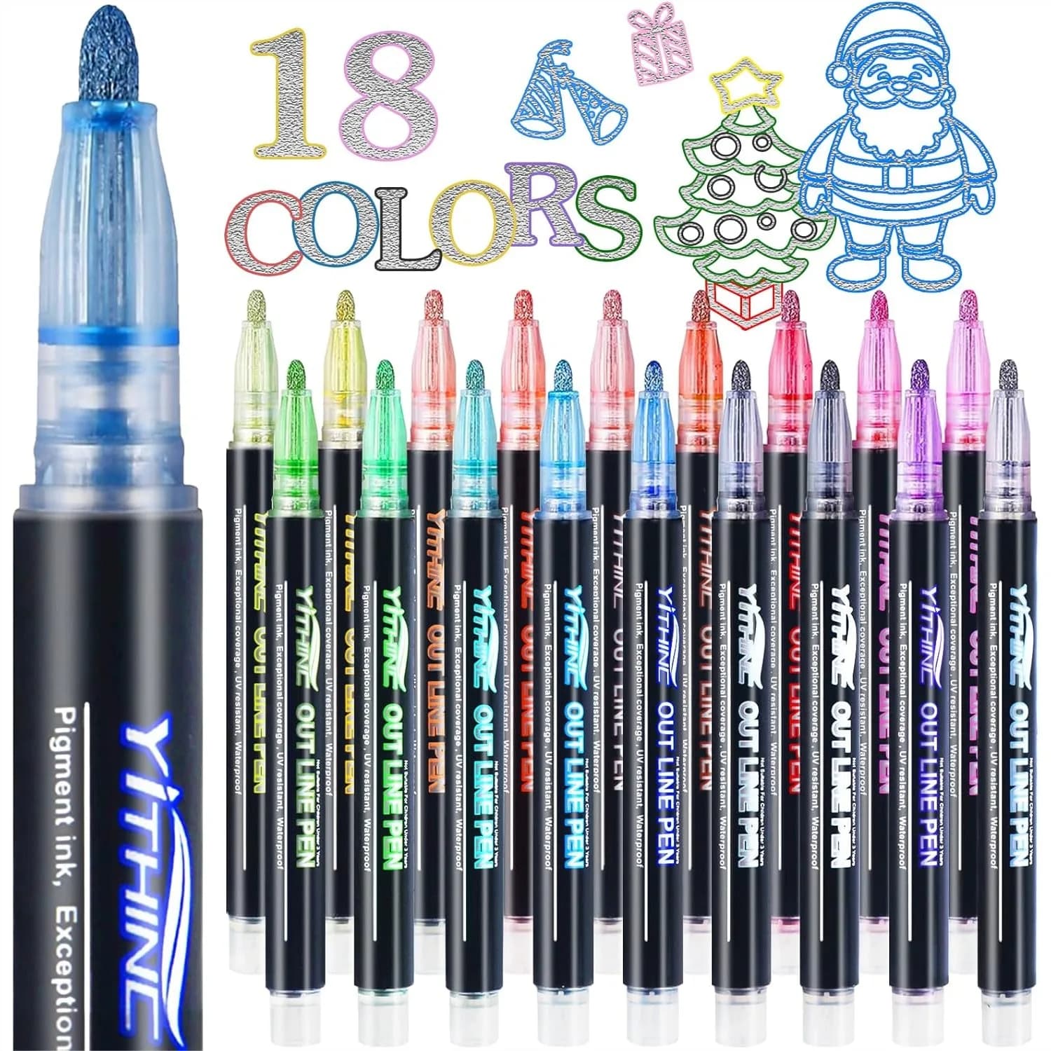 Penne Gel Glitter Metalliche Scintillanti, 18 Colori Pennarelli Contorno per Disegno Artistico, Regali Fantastici per Ragazze Adolescenti e Bambini dai 4 ai 12 Anni