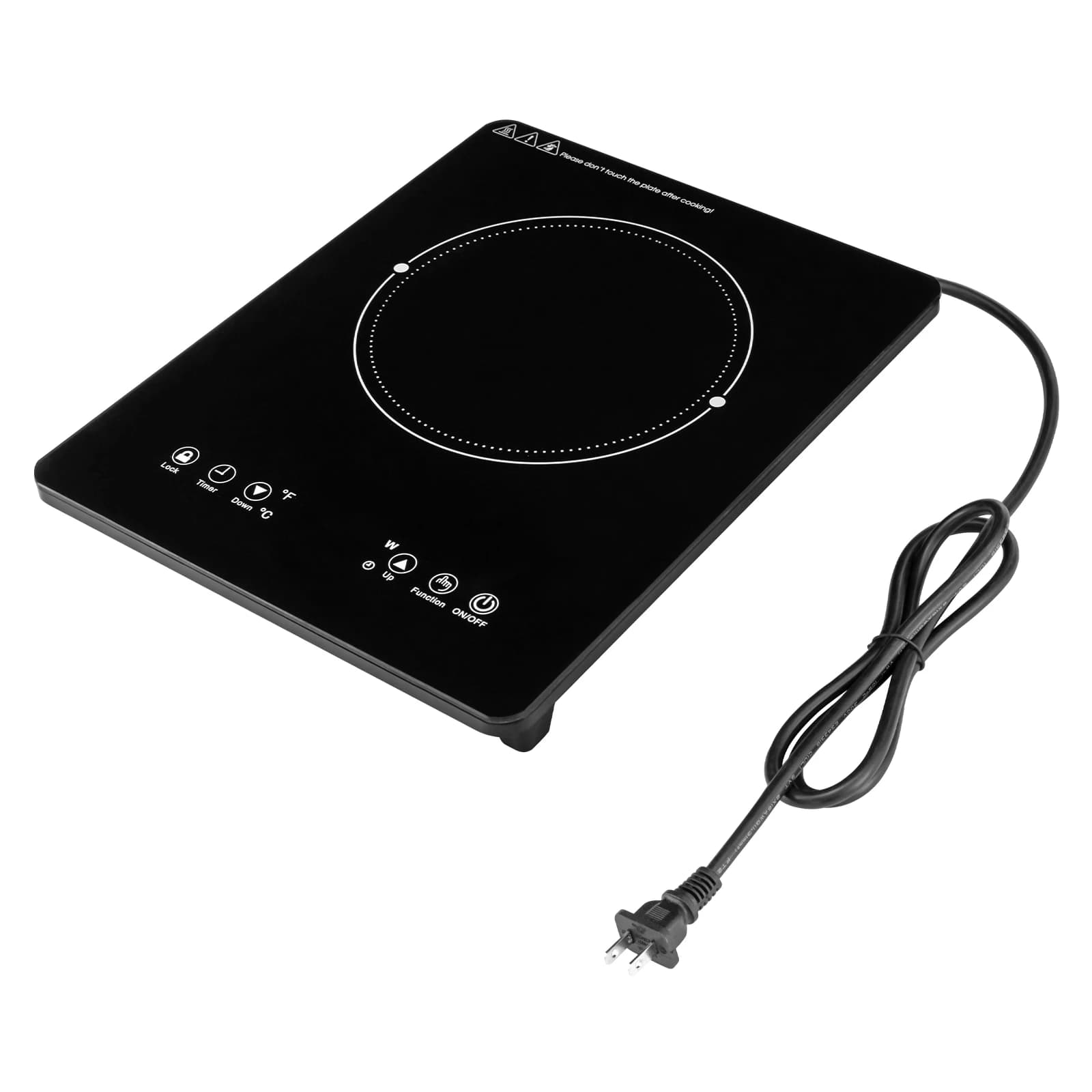 1800W portable induction plate with silent ultrasound for use on kitchen floor