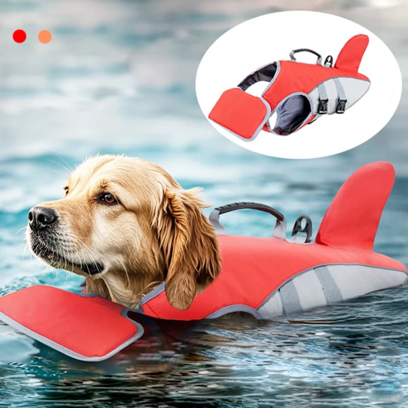 Nuovo giubbotto di salvataggio per cani da compagnia, giubbotto di salvataggio di sicurezza con pinna di squalo per cani, giubbotto di salvataggio per cani alla deriva, surf estivo regolabile