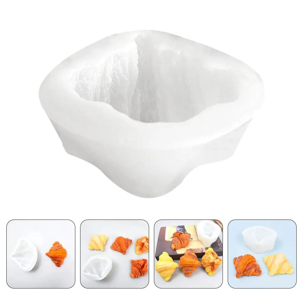 2Pcs Mini Silicone Croissant Mold Reusable 3D Baking Molds for Cake Decoration Fondant Chocolate Waffles Resin Crafts