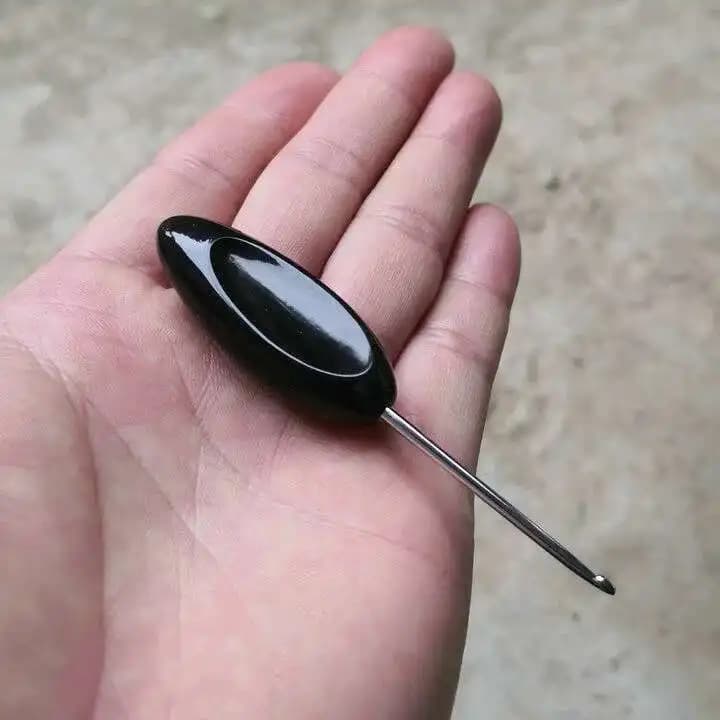 Nero manico corto maglione uncinetti gancio in pizzo di lana strumento per maglieria manico in vero corno Micro ferri da maglia fai da te strumenti per cucire