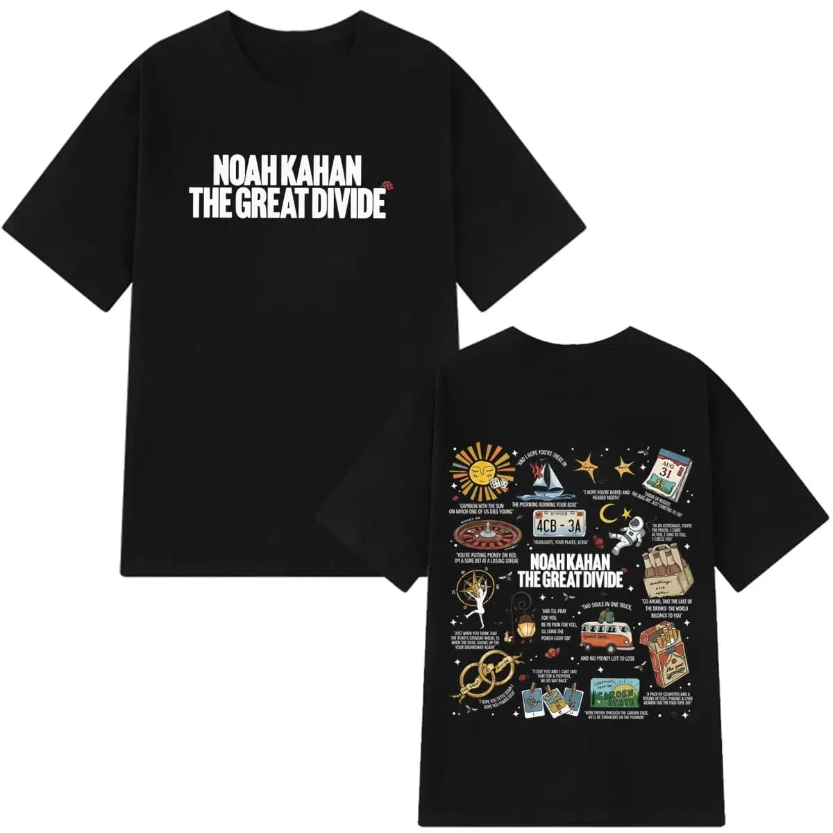 T-shirt Grafica Noah Kahan The Great Divide Tour 2026 Uomo Donna Hip-hop T-shirt Estiva Casual Larga in Cotone Streetwear