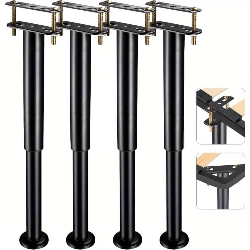 Gambe per mobili regolabili da 4 pezzi, Gambe per mobili rotonde in acciaio inossidabile Gambe di ricambio per letto pesante Piedini per mobili da tavolo da ufficio