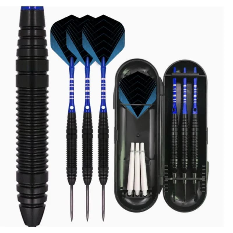 Set di 3 Freccette con Punta in Acciaio da 22g, Alette in PET Standard, Aste in Alluminio, con Scatola Portaoggetti per Principianti
