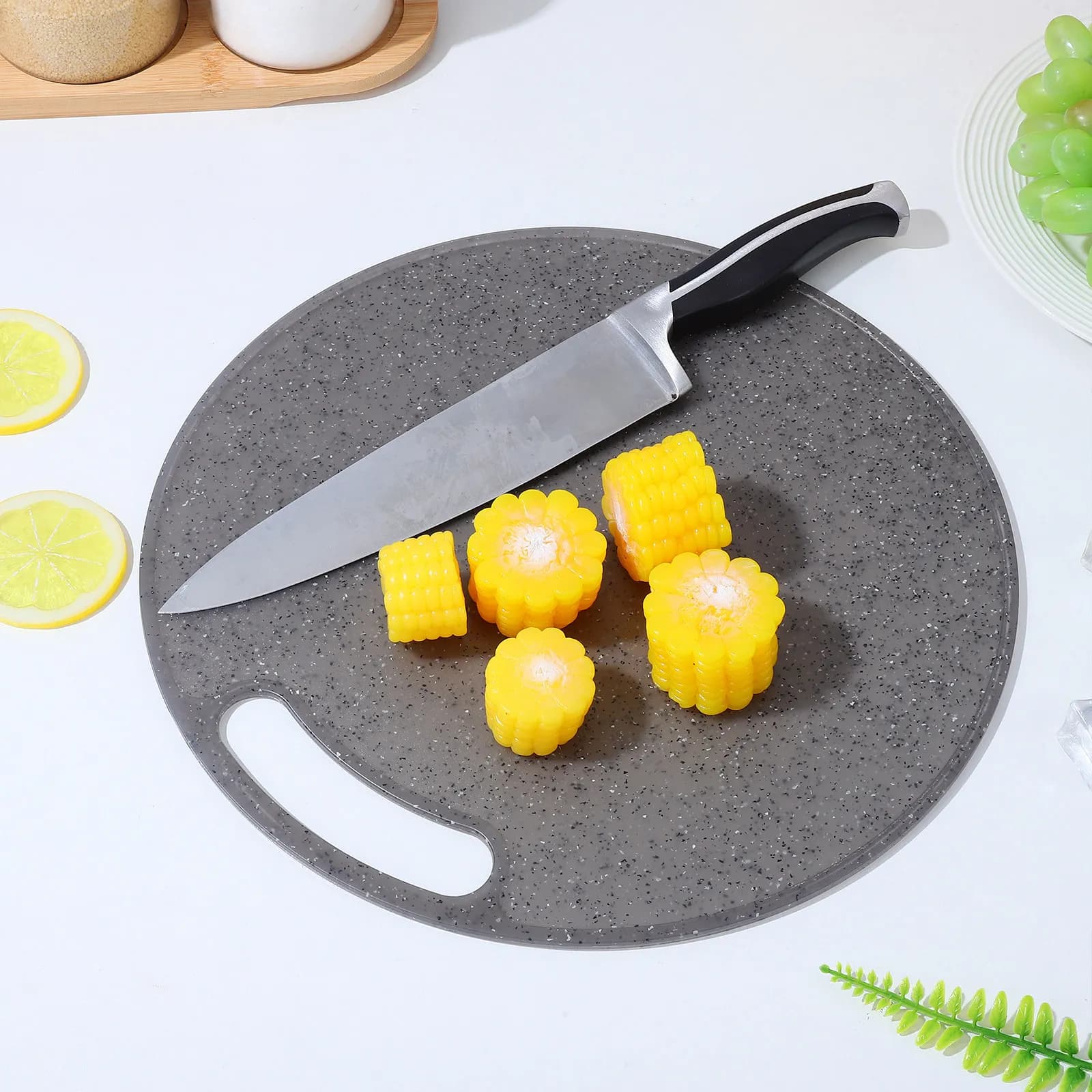 1Pcs 31x0.5cm Imitation Marble Cutting Board for Kitchen Non Stick Oil Water Resistant Hanging Hole Chopping Board Vegetable