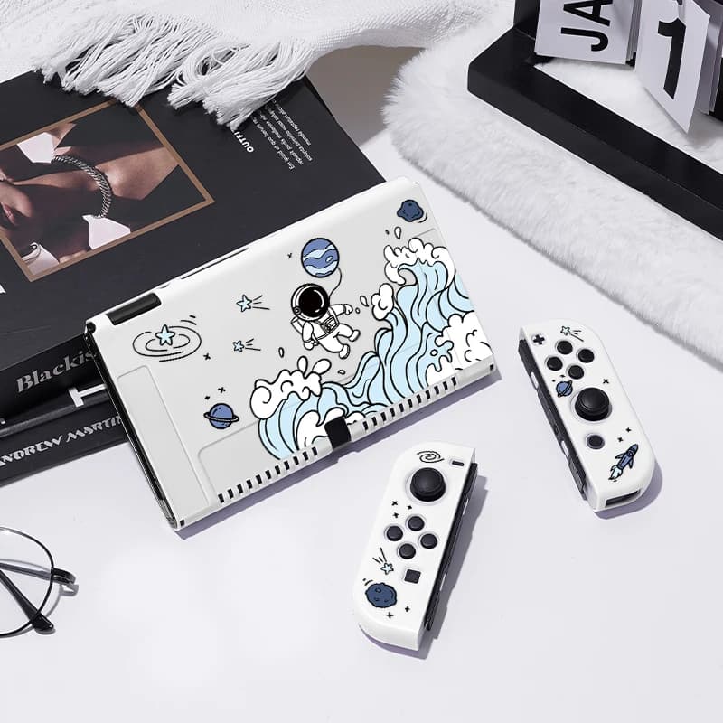 Custodia protettiva per astronauta per Switch Oled, cover sottile in TPU morbido per console Nintendo Switch e Joy-Con, accessori per giochi NS