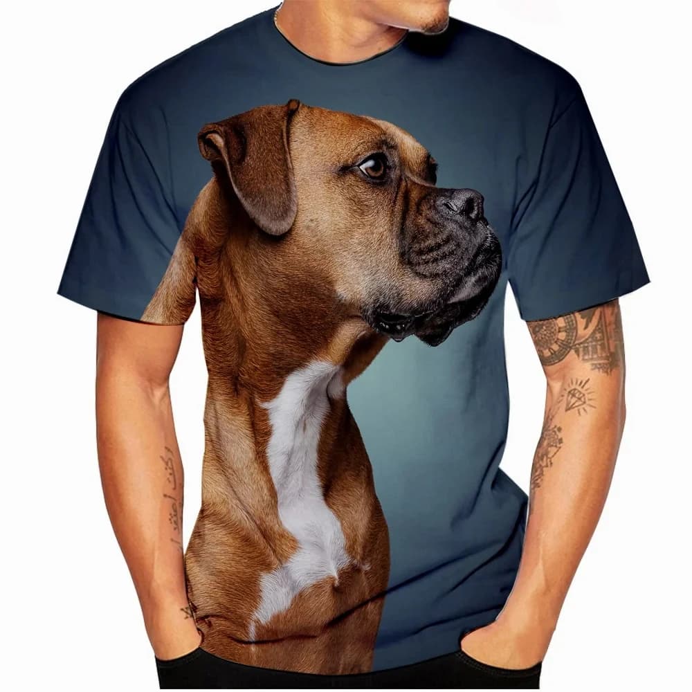 Divertenti T-shirt Boxer Dog 3D Stampa Streetwear Uomo Donna Moda Oversize Manica corta O-Collo T Shirt Maschile Tees Top Uomo Abbigliamento