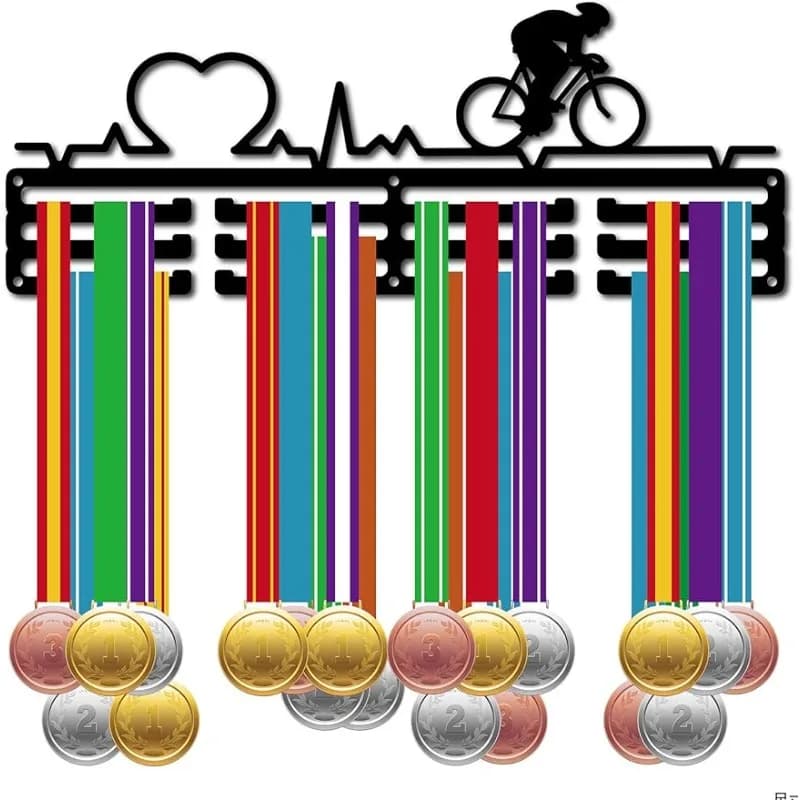 1pc supporto per medaglia da ciclismo supporto per gancio telaio con 12 ganci 3 file appeso oltre 60 medaglie mensola a parete 15.7x6 pollici