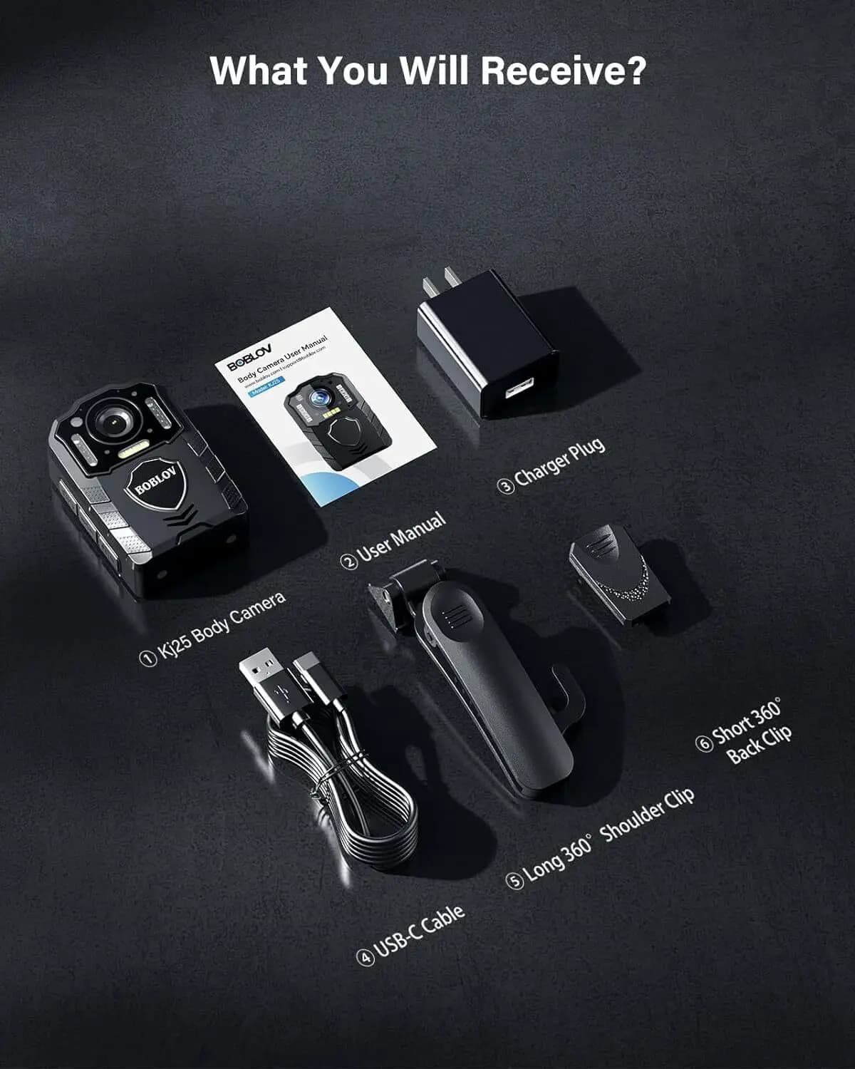 BOBLOV 2024 New Body Camera HD 1440P KJ25 3000mAh Battery 13 hours registration Wearable Police Cam Order Forces Security Patrol
