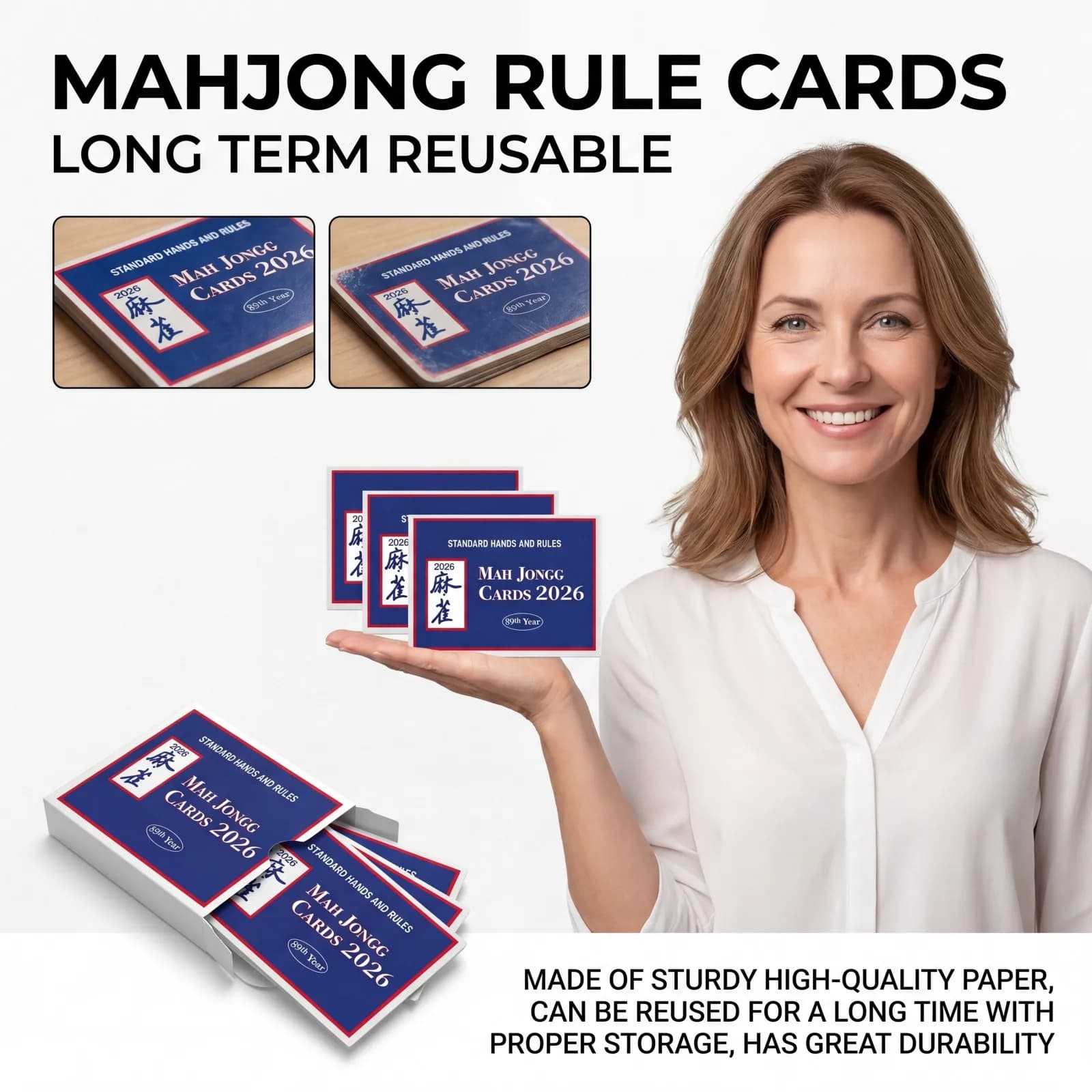 Paper Mahjong Rule Card Set Portable Flash Card Game Quick Reference Guide Beginners Travel Party Home