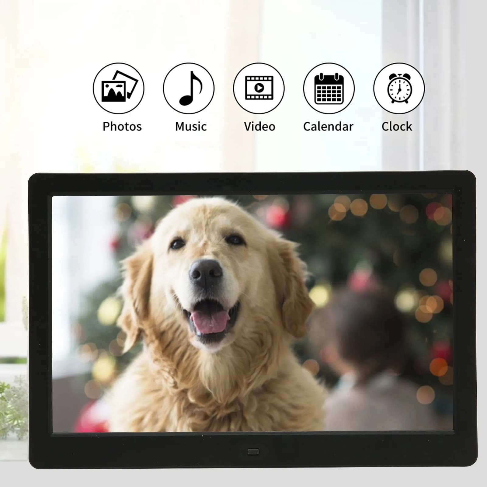HK13S Digital Photo Frame 13 Inch HD Screen Built in Calendar Clock LED Advertising Machine Electronic Picture Album