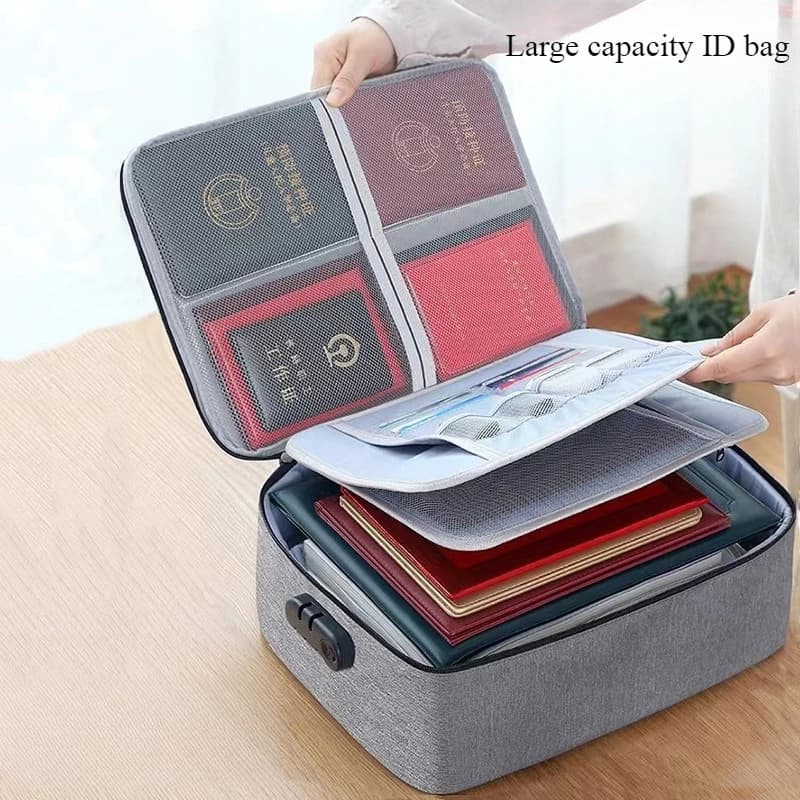 3-Layer Document Organizer Briefcase Folder Holder Men's Women's Bag Cover Purse Passport Home Safe Functional File Storage Case