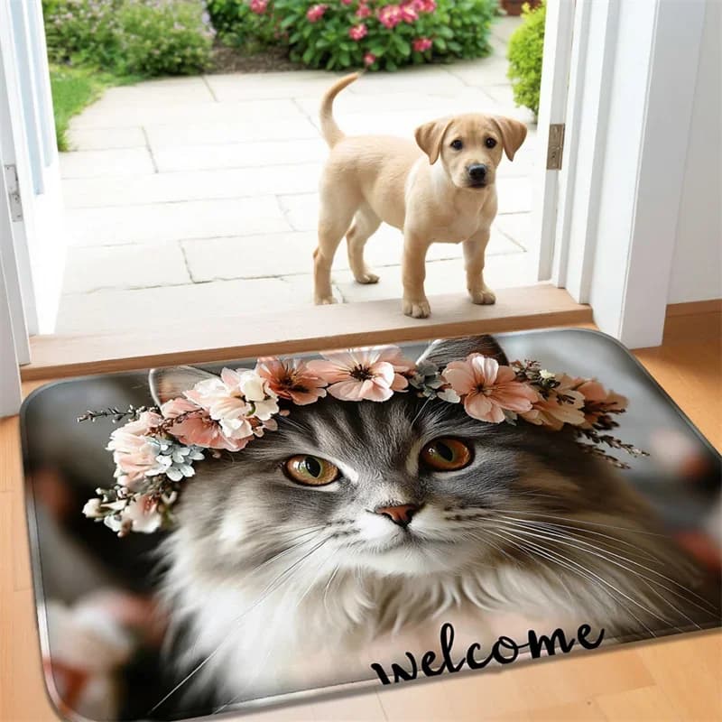 Tappetino per porta con motivo animale carino Tappeto a tema animale divertente Tappetino per ingresso assorbente antiscivolo Decorazioni per la casa Design di benvenuto Durevole per interni