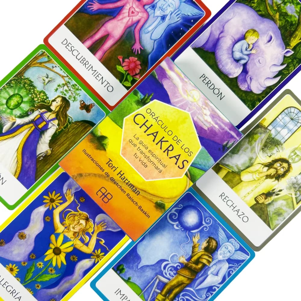 Oracolo dei Chakra Spagnoli: Carte Oracolo della Saggezza dei Chakra, 49 Tarocchi, Edizione Divinazione Visions Divination in Inglese, Mazzo di Carte da Gioco