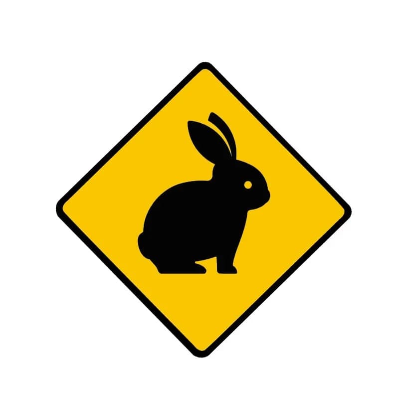 New design cute rabbit warning stickers for car cartoon animal warning signs sun protection waterproof scratches decorative decals, 10CM