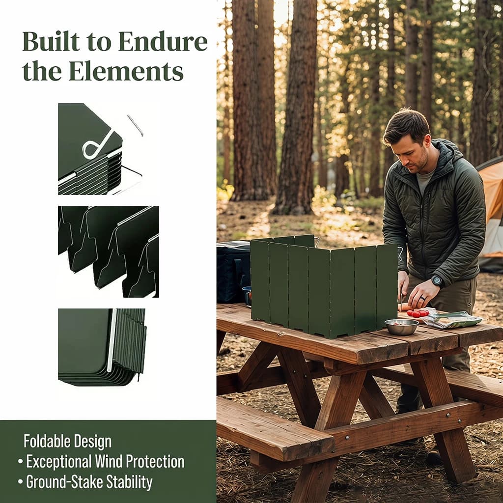 Outdoor Camping Windshield Foldable Portable Stove Windscreen Camping with Carrying bag Lightweight Butane Burner Windshield